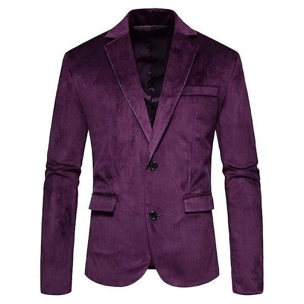 Miesten rento bleiseri, kaksipainikkeinen slim fit -urheilutakki Purple S