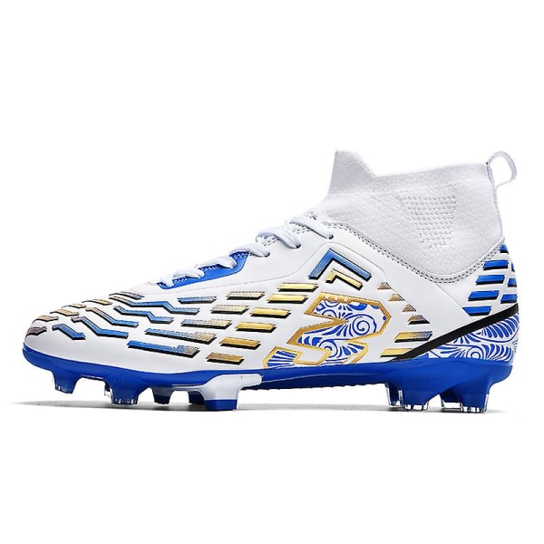 Fotbollsskor för män Spikes Fotbollsskor för ungdomar Ankelstövlar Sportskor y303 WhiteBlue EU 43