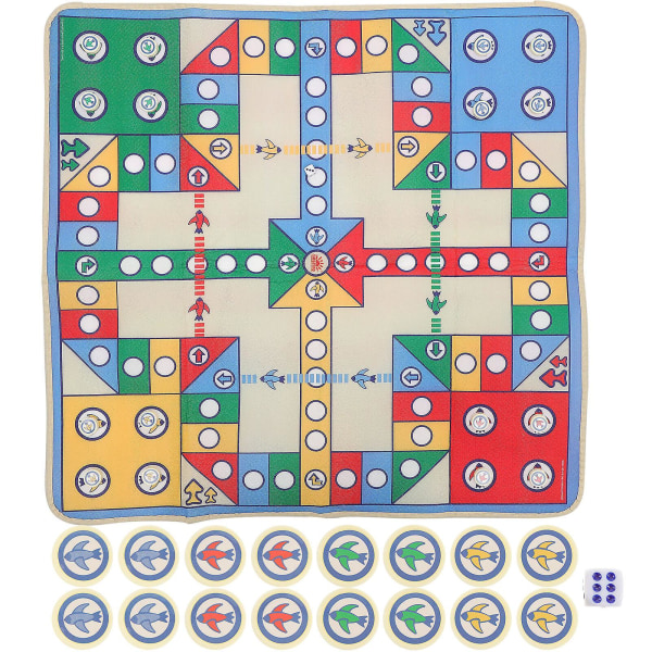 Flygande schackmatta flygplan schackmatta lekmatta rolig familj förälder-barn spel fest spel resespel (90 X 90cm, plast schackpjäser)