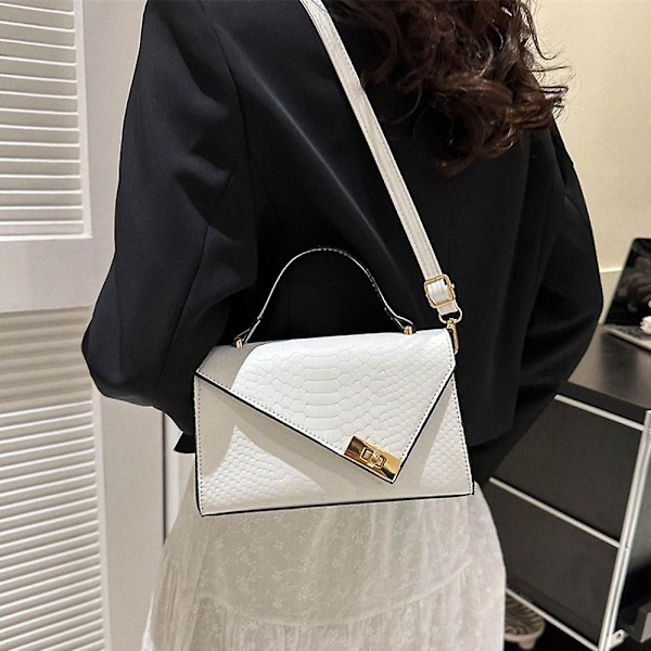 Enkel retro handväska ny mode casual konstläder axelväska liten väska flicka white