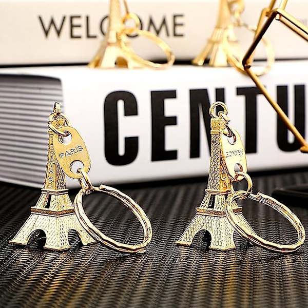 30 st Eiffel-tornet nyckelring Retro nyckelring Dekorationer Handväska Charms Staty Modell Bal Nyckelring Franska Souvenirer gold
