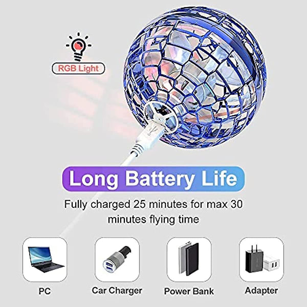 Flynova Pro Flygende Ball Leke - Håndkontrollert Flygende Kule Leke Globe Form Boomerang Flygende Spinner Mini Drone Hover Ball Med 360 Roterende Rgb Lys Red