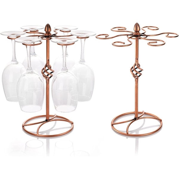2-pak Scrollwork Vinglasstativ med 6 Kroge, Metal Stemware Holder Stand Fritstående Vinglasholder Displaystativ til Bordplade, Bardisk