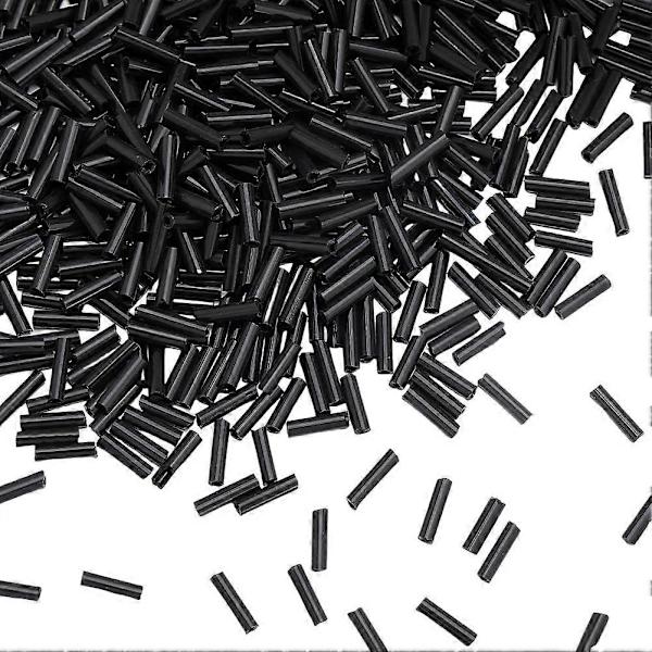 1 Ask 100g Svarta Bugle Pärlor 8mm Glas Bugle Frö Pärlor Bulk Små Långa Runda Opaka Rör Hantverk Lös Distans Pärla för Smyckestillverkning Pärlning Sömnad Su