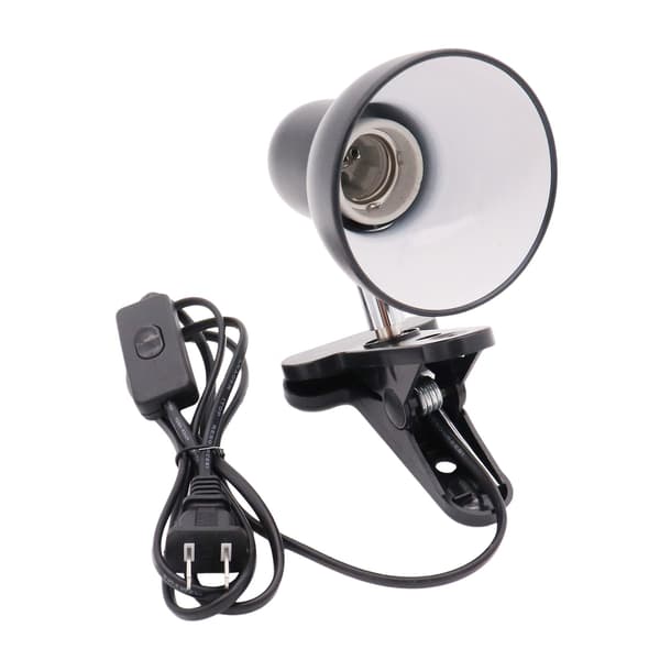 Bordlampeholder Klemme 360 rotation E27 Base Med Afbryderledning, EU-stik (sort)