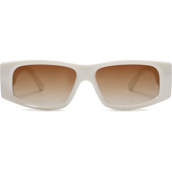 SCSYV Retro Trendiga Rektangulära Polariserade Solglasögon 80-tal 90-tal Y2K Stilfulla Designersolglasögon Cream White Brown