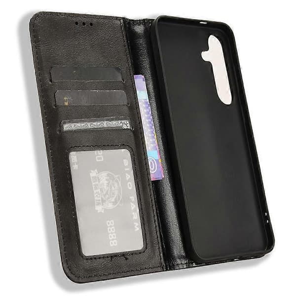 För Samsung Galaxy S24 Retro Telefonfodral Magnetisk Stängning Plånbok Läderfodral