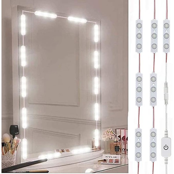 Led sminkspegellampor, sminkljus i Hollywood-stil, 10 fot Ultra Bright White LED, dimbar Touch Control Lights Strip, för sminkservietter