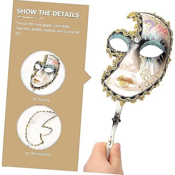 Maskeradmask på pinne Venetianskt mask för kvinnor balmasktillbehör maskeradmask för kvinnor cosplay festmask dammaskeradmask smink