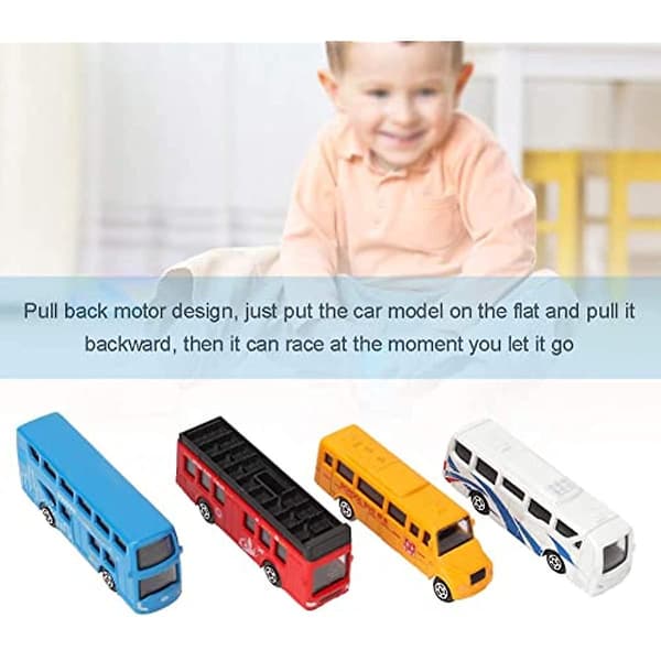 4 stk. 1:87 Skala Miniature Bus Legetøjsbiler Træk Tilbage Bus Model Legetøj Sikker Og Holdbar Gave Til Børn
