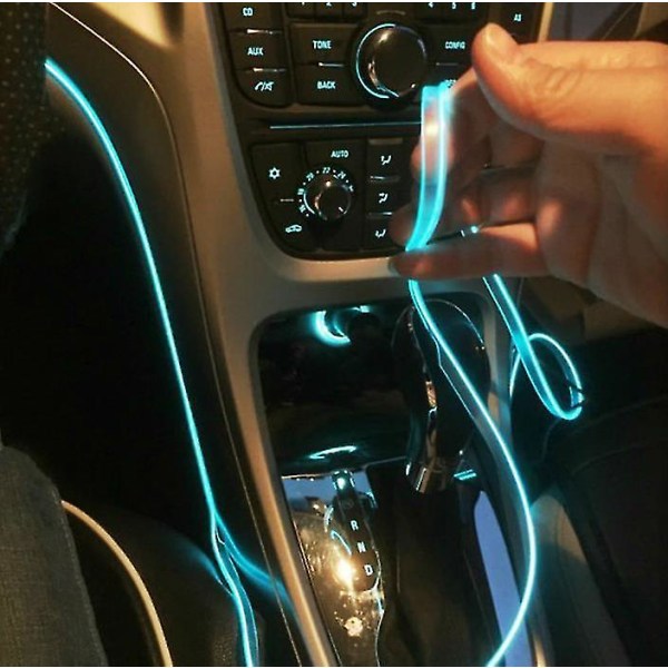 5m Bil Interiör Tillbehör Atmosfär Lampa Kallt Ljus Linje Diy Dekorativ Instrumentpanel Konsol Auto Led Ambient Ljus Crystal Blue 3 meters