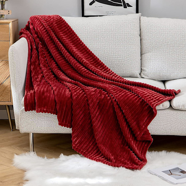 150x200cm Bourgogne Plaid Tæppe Flanel Velvet Sofa Soveværelse Sofa Kan Bruges I 4 Sæsoner 1 Stykke Blød Fleece Pels Blød Og Varm Baby Tynd Gardin