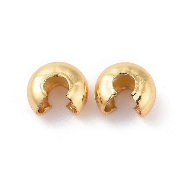 304 Rostfritt Stål Crimp Pärlor Cover Guld 5x4.5x3mm Hål: 2mm