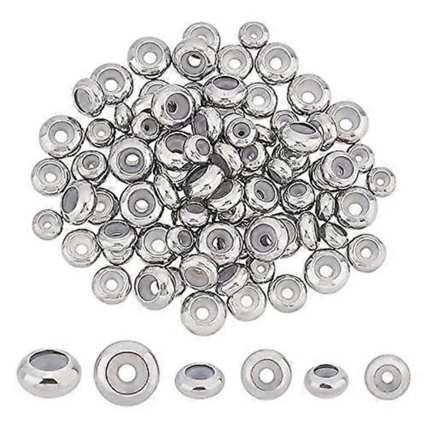24 st 6/7/8/9mm Färgglada Distanspärlor med Plast Rostfritt Stål Stopp Pärlor Rondelle Lösa Pärlor Metall Pärlor Distanser Hitta för DIY Smycken Maki
