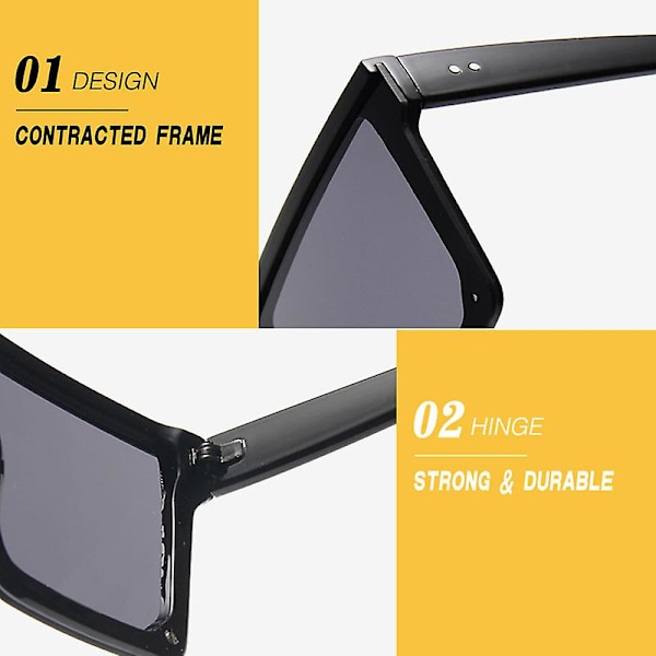 2023 Oversized neliönmuotoiset aurinkolasit naisille, vintage, suuret kehykset, muoti aurinkolasit naisille/miehille, Gafas De Sol Black T Red Free cloth