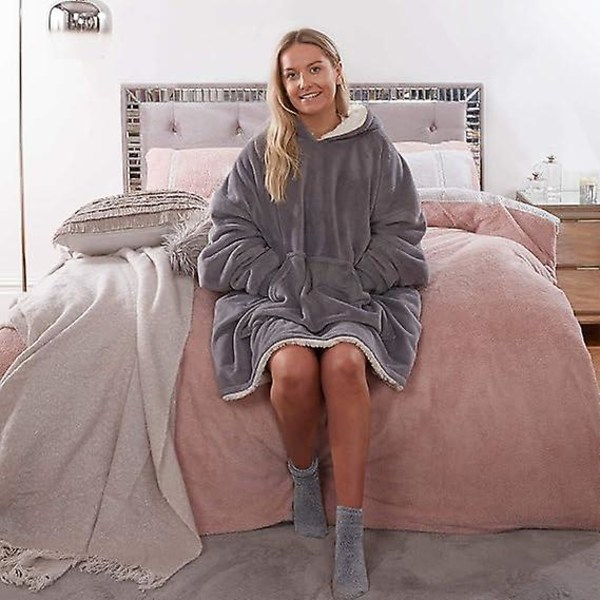 Huvtröja med ultra mjuk Sherpa-foder Varm mysig filt Grey