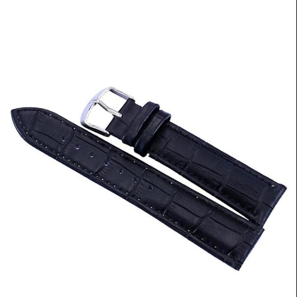 Watch 20mm - Watch av kalvskinn för män kvinnor - Watch med spänne i rostfritt stål - 14mm, svart