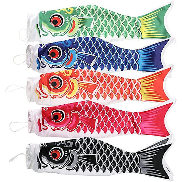5 st japanska karpvindstrumpor Streamer fiskflagga drake Nobori flagga Koinobori hängande dekor hem utomhus vindstrumpa för trädgård sushi 70cm