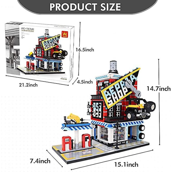 Bilservice Center Butik Byggklossar Engineering Leksak Byggset, Byggnadsmodellset För Tonåringar Och Vuxna Presentgivning, Samlarobjekt