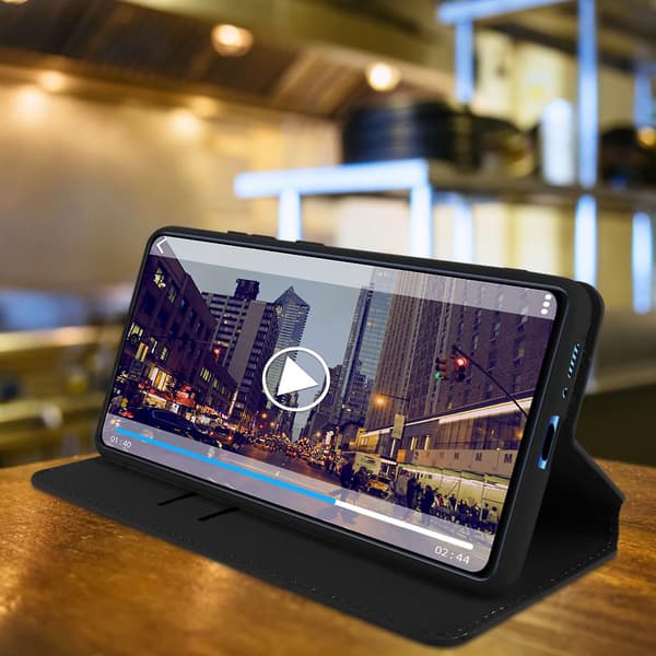Slankt etui, Classic Edition stander etui til Galaxy S10 Lite - Blå Black
