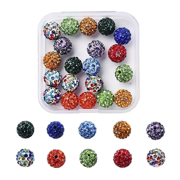 1 æske 20 stk. Pave Disco Ball Perler Polymer Ler Rhinestone Perler Runde Blandede Farver PP13 1,9-2mm