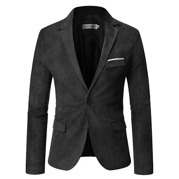 Miesten rento vakosamettibleiseri, slim fit -urheilutakki Black 2XL