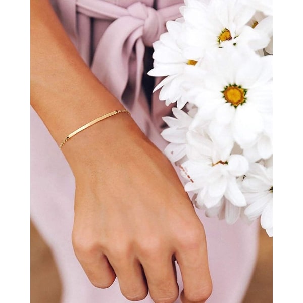 Dam Gold Bar Armband Enkelt och utsökt tunnärmad armband Krokarmband 14k guldpläterat handgjorda minimalistiska smycken