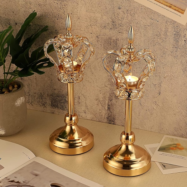 2 st metalljusstakar ljusstake krans ljusstake dekoration för hem, bröllop (gyllene)