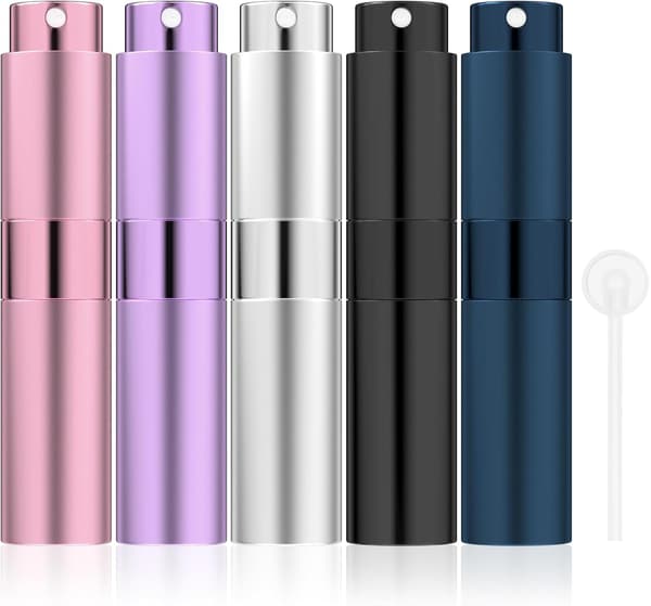 5 kappaletta matkaparfyymipulloja, parfyymisuihkepullo, tyhjiösuihkepullo 10 ml, 5 väriä
