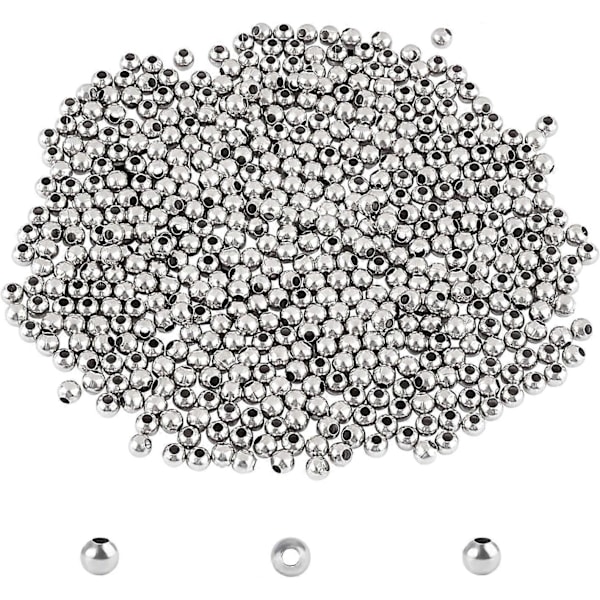 500 st små runda metallpärlor 1 mm litet hål boll distanspärlor rostfritt stål pärla 3 mm dia lösa pärlor metall distanser för smyckestillverkning fynd DIY