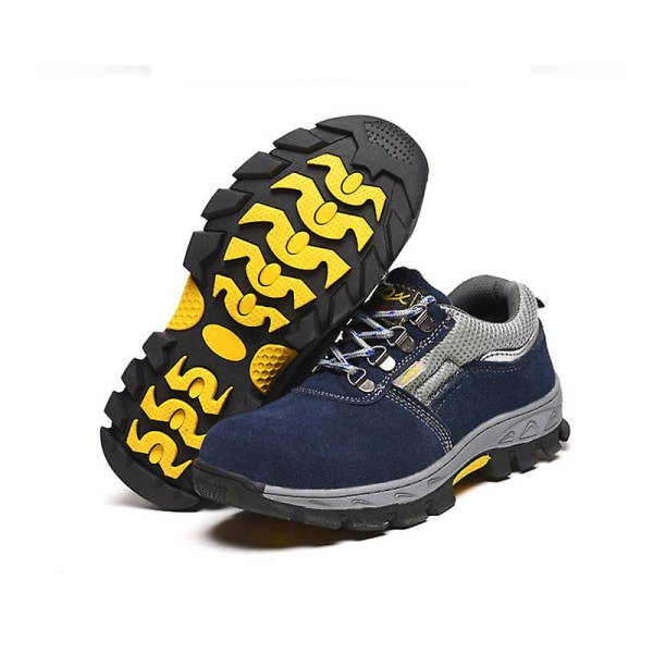 Säkerhetsarbetsskor för män Lättviktsventilerande ståltå Sneakerskor Halksäkra konstruktionsskor 033 Blue EU 37