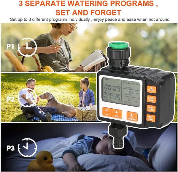 Automatisk vandingsur, programmerbar digital slangehane Smart sprinkler vandingscontroller