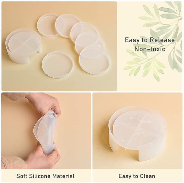 6 stk. coaster resinforme, rund epoxy støbe resinform med coaster opbevaringsboksform, resinforme