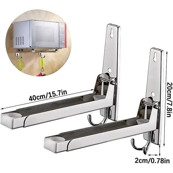 Mikrovågsugnsväggfäste, Fällbara Väggfästen, Rostfritt Stål Mikrovågsugnsställ, Universellt Fällbart Och Robust Mikrovågsugnsställ, För De Flesta Mikrovågsugnar