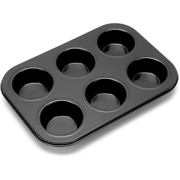 Mini muffinsformar non-stick bakbricka för cupcakes, kolstålbeläggning med snabb urtagning av pajer och efterrätter (6 koppar)