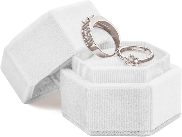 Sammetsringask, Hexagon Ring Bearer Box med avtagbart lock, Förlovningsbröllopsask, Vacker Vintage Dubbla Spår Ringask För Förslag Förlovning W