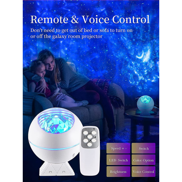 Stjernehimmelprojektor for barn, LED nattlys planetarium galakselampe, med Bluetooth-timer
