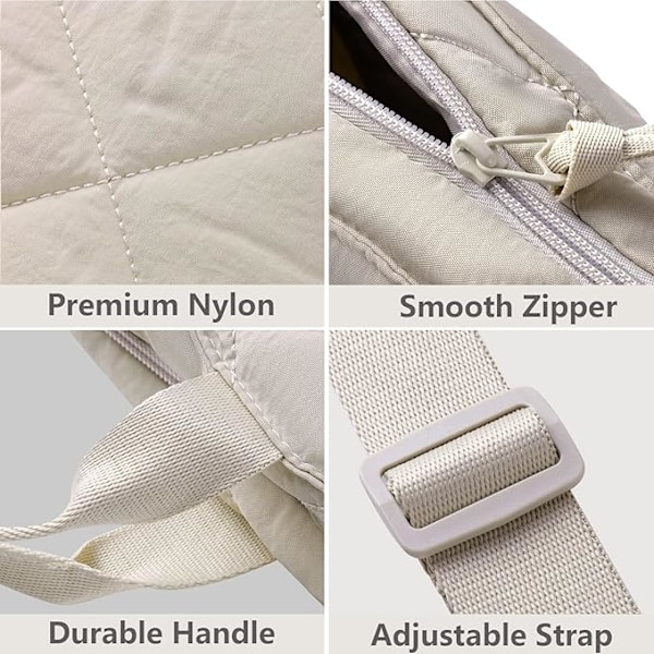 quiltad tygväska för kvinnor pufferväskor handväska lätt quiltad handväska stor kapacitet quiltad väska med dragkedja vadderad crossbody-väska svart