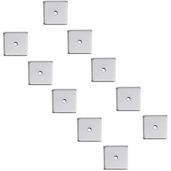 Cirka 100 st 6mm Kvadratiska Distanspärlor 1,2mm Små Hål Rostfritt Stål Lösa Pärlor Metall Distanspärlor Slät Yta Pärlor Hitta för DIY Smycken Maki