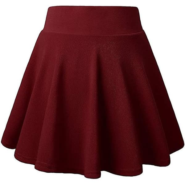 Kvinners Plise Mini-Skjørt, Solid Ruffle Lingeri-Skjørt Med Shorts Red S
