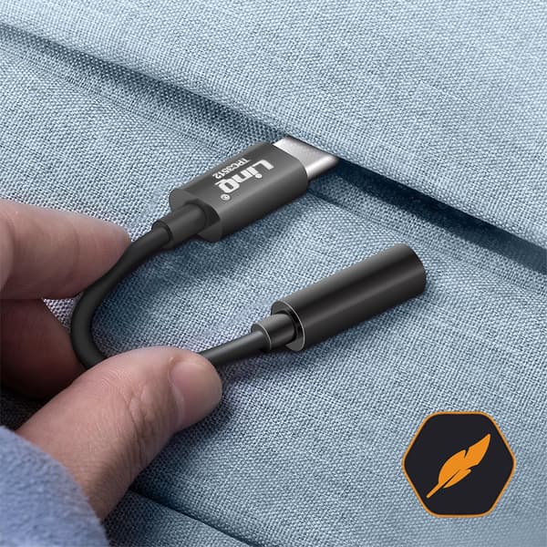 Audio-sovitin USB-C - 3,5 mm:n naarasliitin LinQ Laadukas ääni Musta