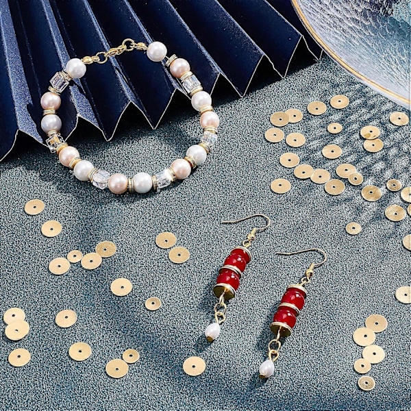 1 Æske 200 stk. Guld Heishi Perler Gyldne Flade Skive Perler 6mm 8mm Ægte 18K Guldbelagt Messing Runde Afstandsperler til Smykkefremstilling Charms Armbånd Halskæde