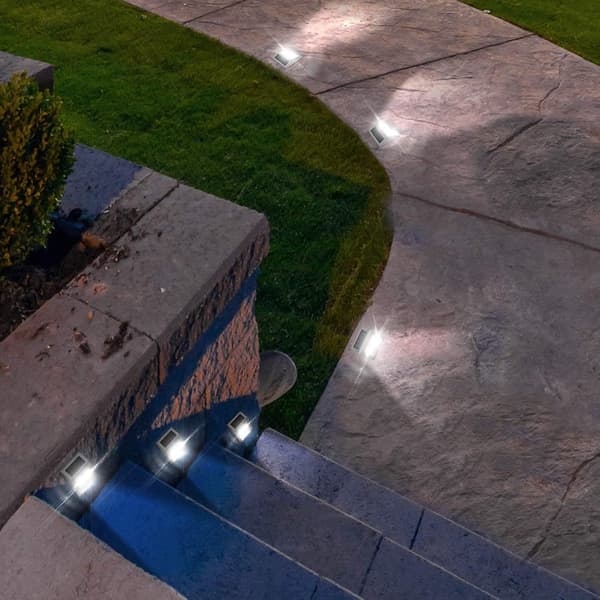[Kul Hvit] Solcellelamper Utendørs, Rustfrie Solcellehagelamper, Vanntette Dekorative Lamper for Gjerde, Hage, Trapper, Sti, Terrasse, Veranda, Gård