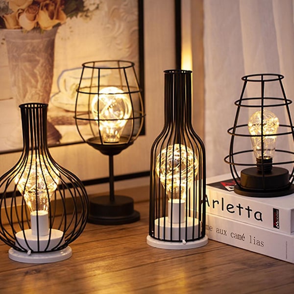 Rött vin form lampa LED lampa vinglas bordslampa metall smidesjärn lampa modern heminredning wine jug