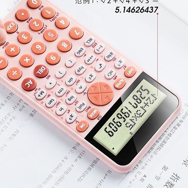 Bärbar miniräknare, kontorsmaterial, ingenjörsvetenskap, multifunktion, skolmaterial (rosa)