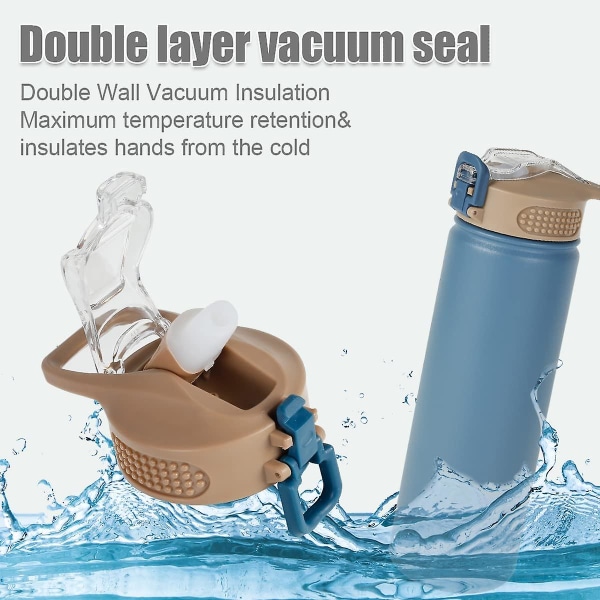 750 ml termosmugg med sugrör Thermal i rostfritt stål Stor termokopp bärbar sportvattenflaska (blå)