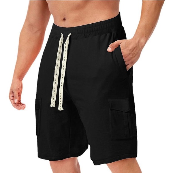 Monitaskuiset kesäiset rennot housut miesten housut väljät shortsit Black S