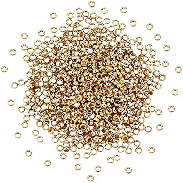 600 kpl 1,9 mm ruostumattomasta teräksestä valmistettuja kultaisia puristushelmiä Rondelle-puristushelmet Puristusliittimet Päätytulppahelmet Pienet pyöreät välihelmet korujen valmistukseenReikä: 1 mm