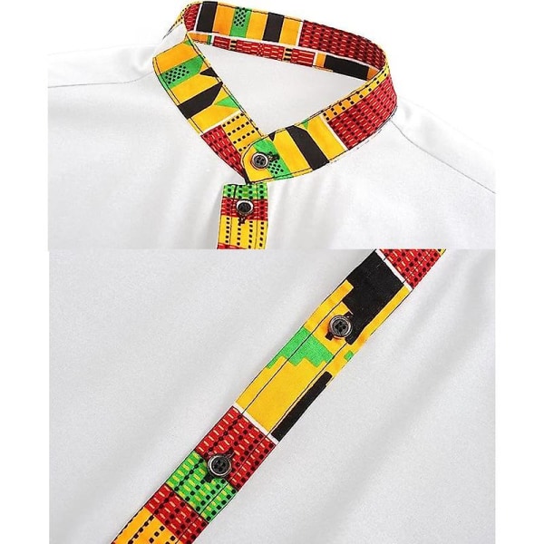 Herr Casual Button Down Skjorta Långärmad Hipster Strand Skjortor White L