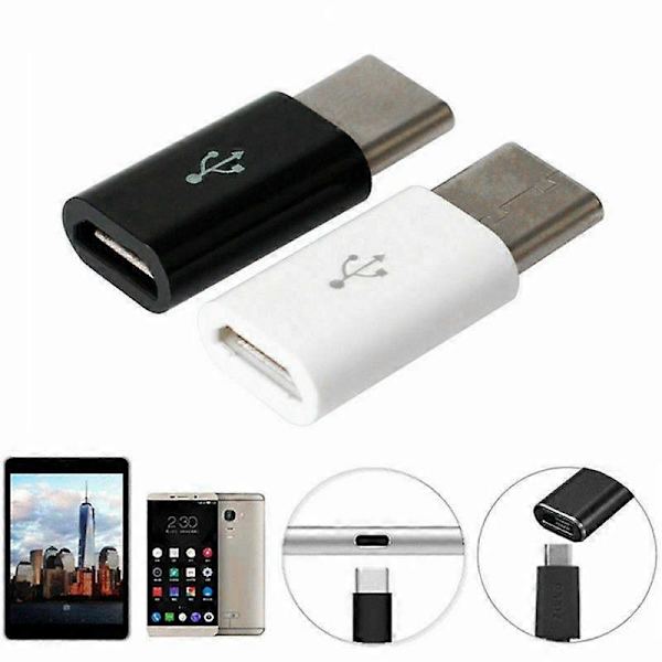 Type C til Micro Adapter V8 Android OTG Type-c Usb C Adapter Micro Type 5pcs White